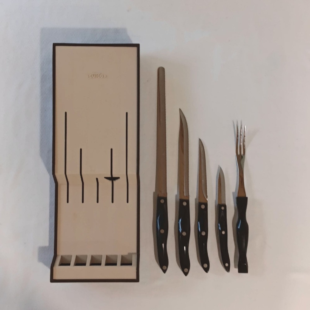 CUTCO 5 PC Knife Fork Set w/ Space Saver Storage Tray Wall Mount